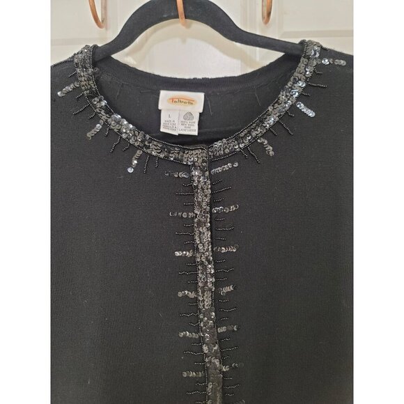 Talbots Black Sequined Cardigan Sweater Size XL 100% Pure New Wool - Picture 14 of 14